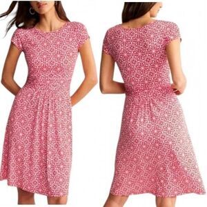 Boden Amelie Red Mosaic Fit & Flare Jersey Dress Size 10